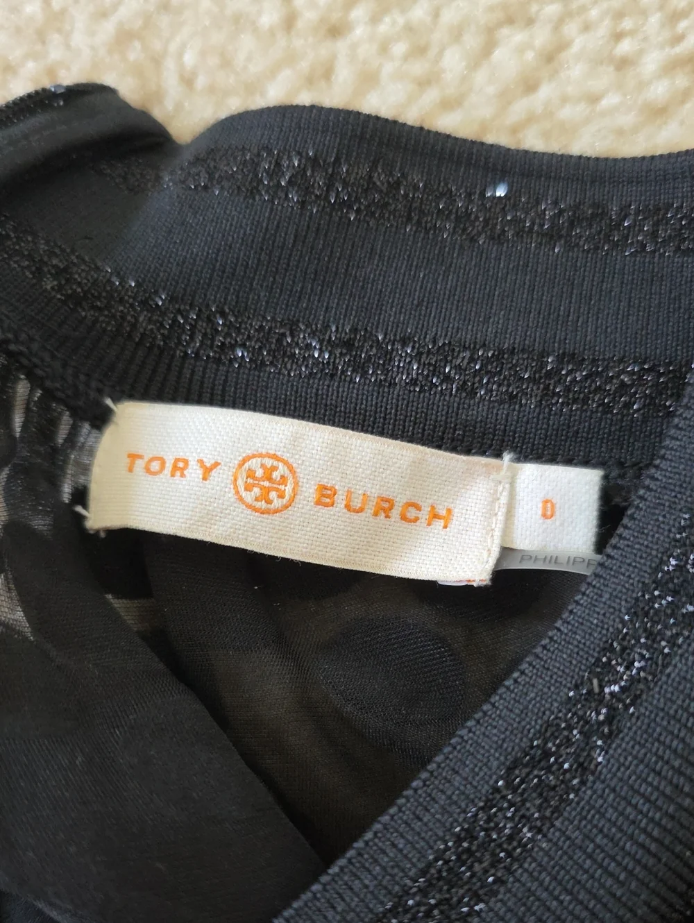 Tory Burch Black Sheer Velvet Dot Blouse